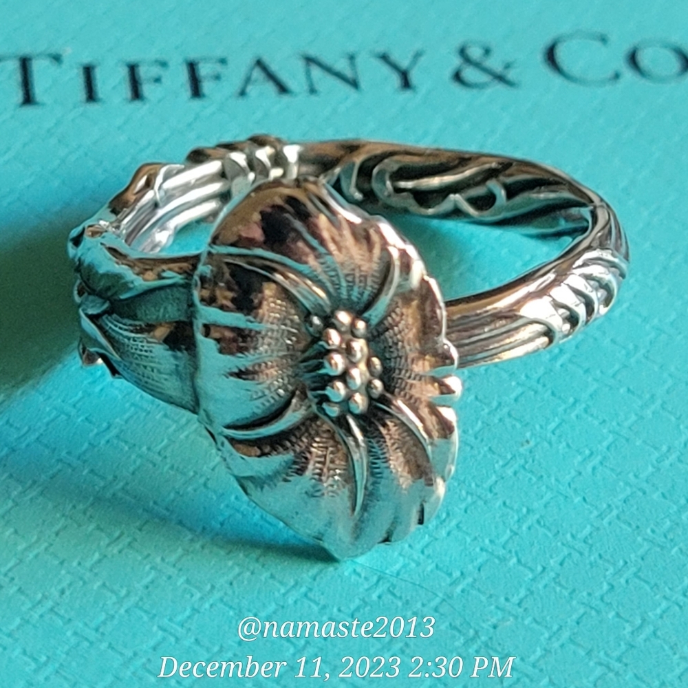 1885 Tiffany & Company Morning Glory Spoon Ring Handcrafted in Silver Luxury #67